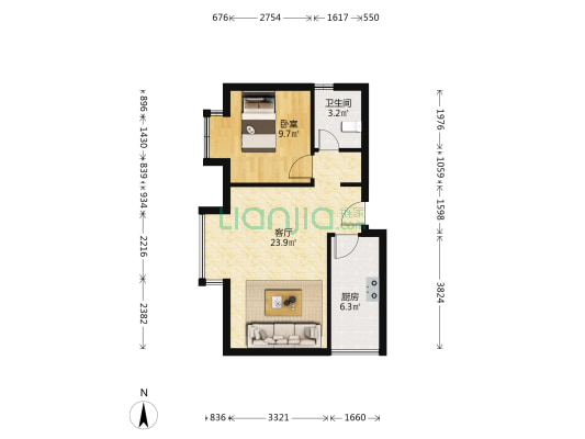 馨逸花园 1室1厅1卫 51平方