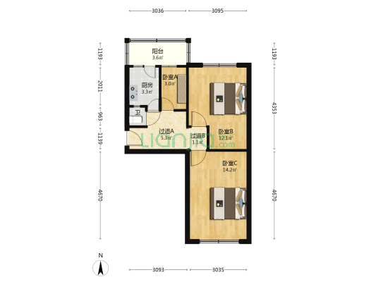 老街社区 3室0厅1卫 54平方