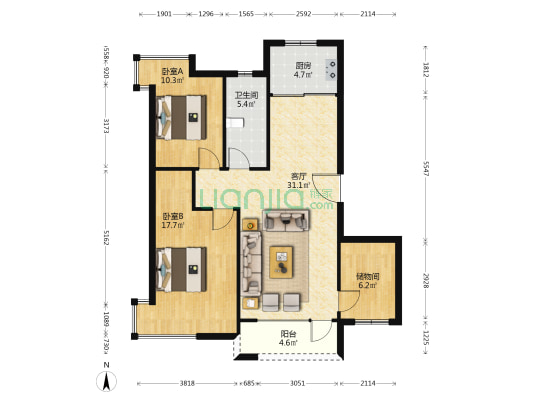 西山湖畔一期 2室1厅1卫 113平方