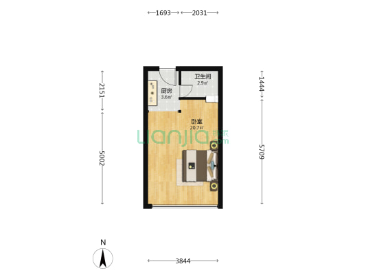 森宏旗臻 1室0厅1卫 44平方
