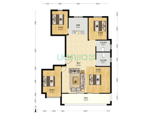 悦宸华庭 4室1厅2卫 160平方