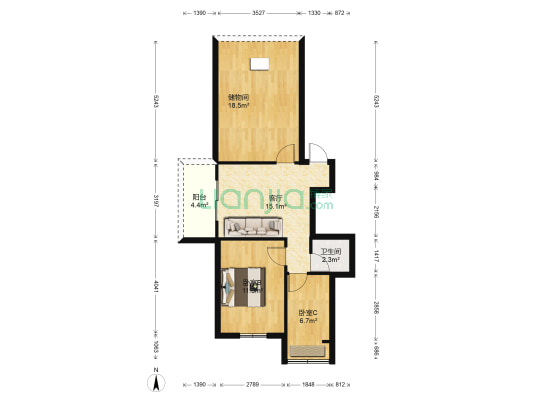 公交宿舍 2室1厅1卫 71平方