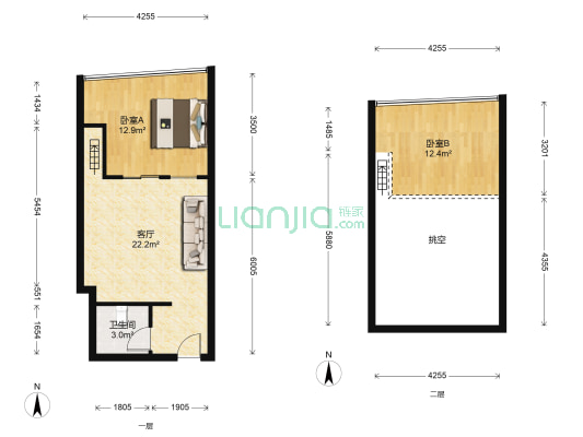 鼓楼广场 2室1厅1卫 62平方