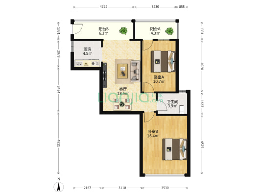半岛荔园 2室1厅1卫 80平方