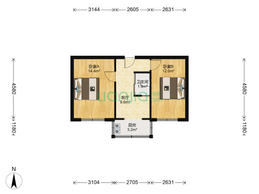 海关家属楼 2室1厅1卫 50平方