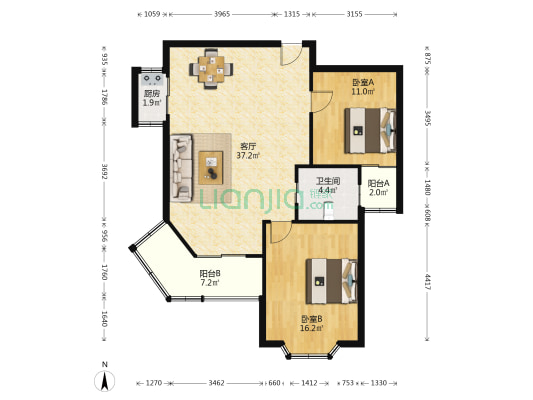 华昌公寓 2室1厅1卫 96平方