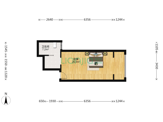 摩登部落 1室0厅1卫 49平方