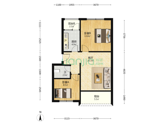 新丰镇独木社区三亚小区 2室1厅1卫 72平方