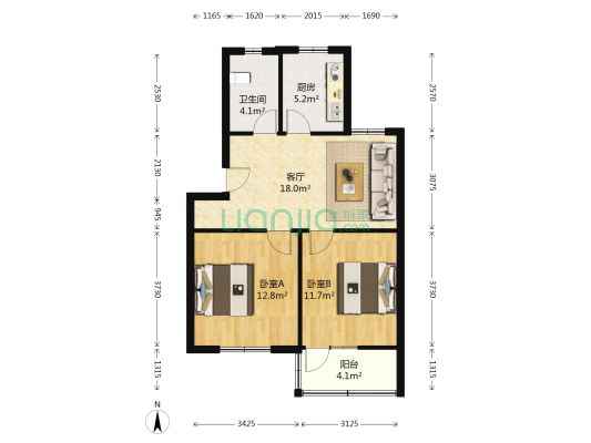 钢苑新村 2室1厅1卫 65平方