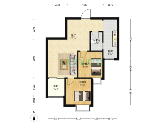 凤西苑 2室1厅1卫 79平方