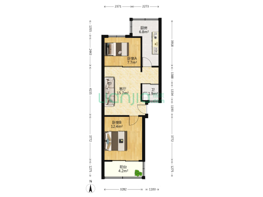 管道局八区北区 2室1厅1卫 55平方