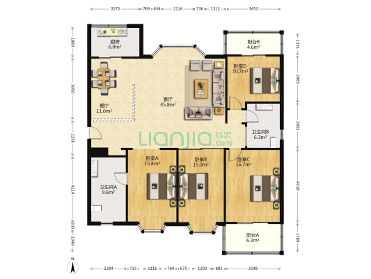 住友大厦 4室2厅2卫 189平方