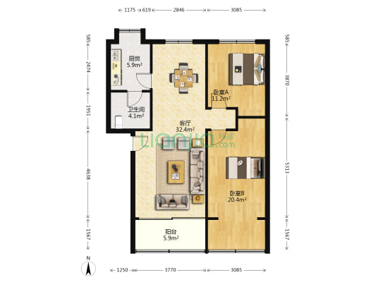 硝皮场街 2室1厅1卫 101平方