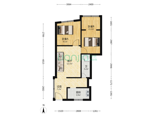岩湾 2室1厅1卫 60平方