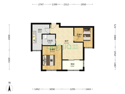 汇福家园昌盛里南 2室1厅1卫 77平方