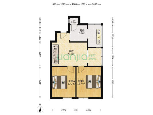 小坝自行车厂生活区 2室1厅1卫 58平方