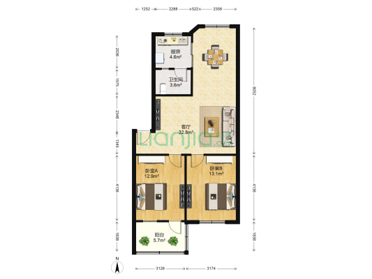 府前路社区 2室1厅1卫 85平方
