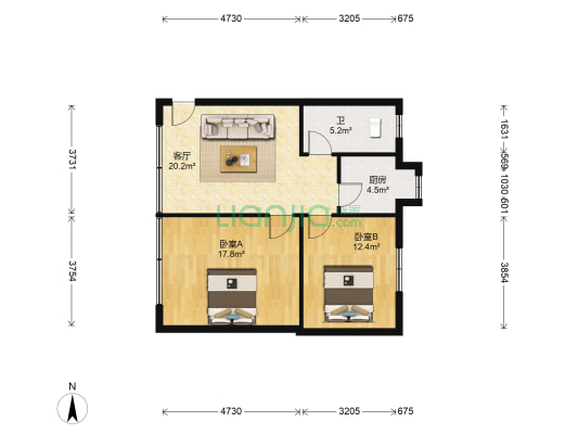 建城小区 2室1厅1卫 74平方
