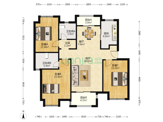 新城忆华里(二期) 3室2厅2卫 112平方
