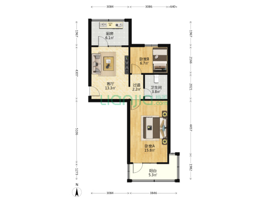 工商局家属院 2室1厅1卫 63平方
