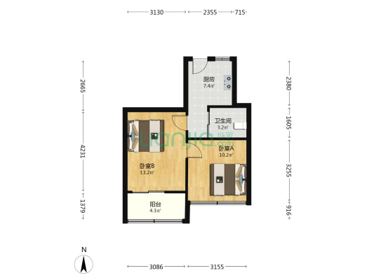 银桥大楼 2室0厅1卫 50平方