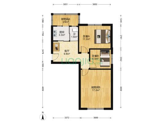 晨报社区 2室1厅1卫 67平方