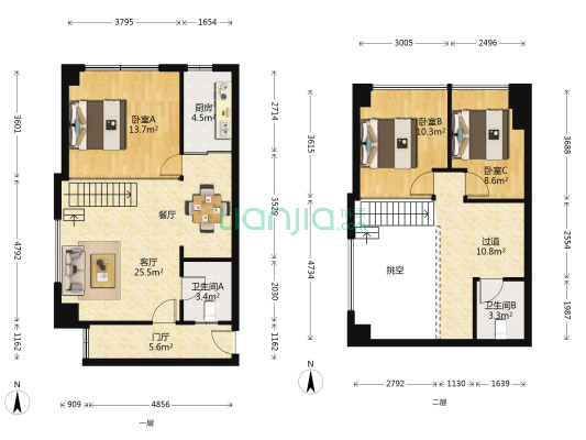 英才商厦 3室1厅2卫 70平方