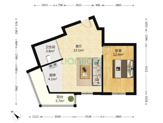 审计局家属楼 1室1厅1卫 58平方