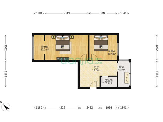 蜀汉街10号 2室0厅1卫 56平方