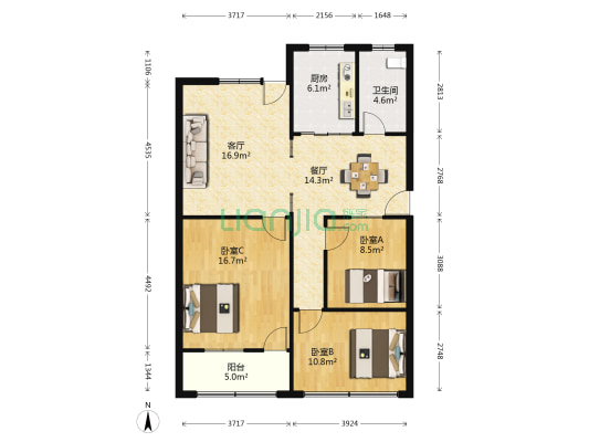 青阳北路752号 3室2厅1卫 103平方