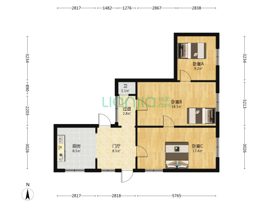 新兴大街35号院 3室0厅1卫 56平方