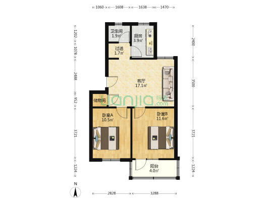 合肥油泵厂宿舍 2室1厅1卫 63平方