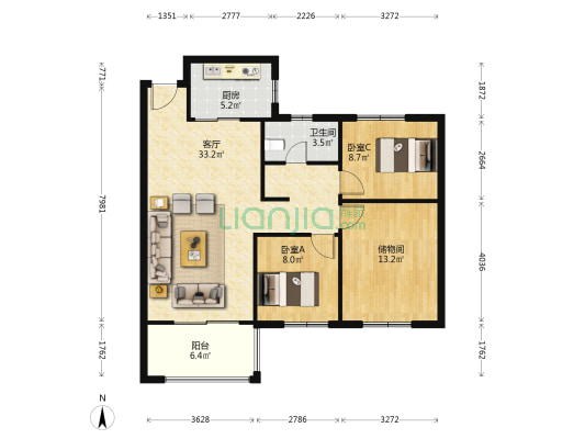 佳源巴黎都市 2室1厅1卫 100平方