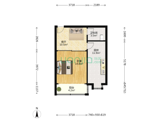 御景山庄 1室1厅1卫 56平方