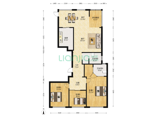 银馬公寓 4室2厅2卫 149平方
