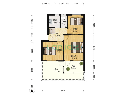 省四建家属院 3室1厅1卫 55平方