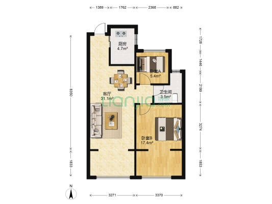 宋都东郡国际锦湾 2室1厅1卫 68平方