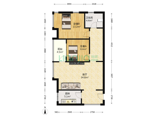 保利温泉新城四期 2室1厅1卫 84平方