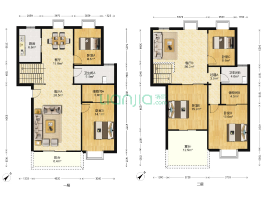 鹏程帝景园 5室3厅2卫 185平方