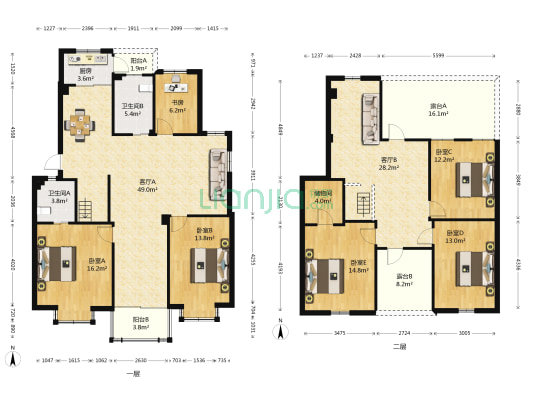 湖山人家 6室2厅2卫 186平方