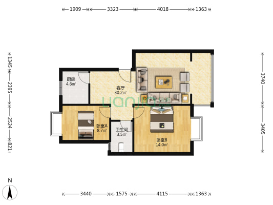 新添村蔡家寨安置小区 2室1厅1卫 75平方