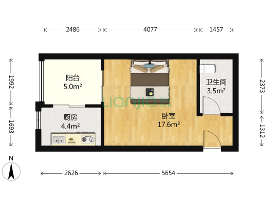 北大资源·江山名门F区 1室0厅1卫 41平方