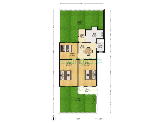 曙光新村 3室1厅1卫 72平方