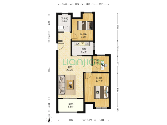 佳源上海小城 3室1厅1卫 88平方