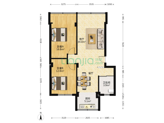 航丰小区 2室1厅1卫 74平方
