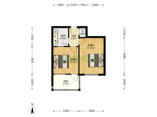 三孔桥街46号 2室0厅1卫 52平方