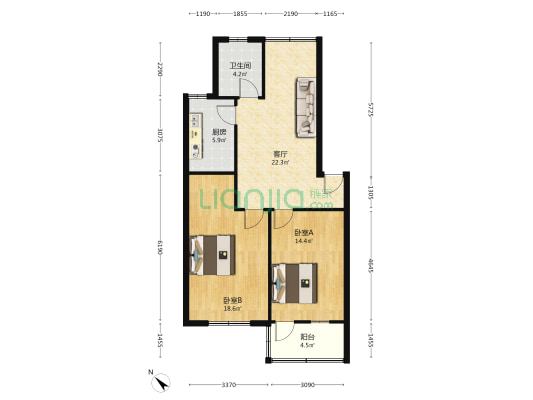 汉阳大街17号院 2室1厅1卫 82平方