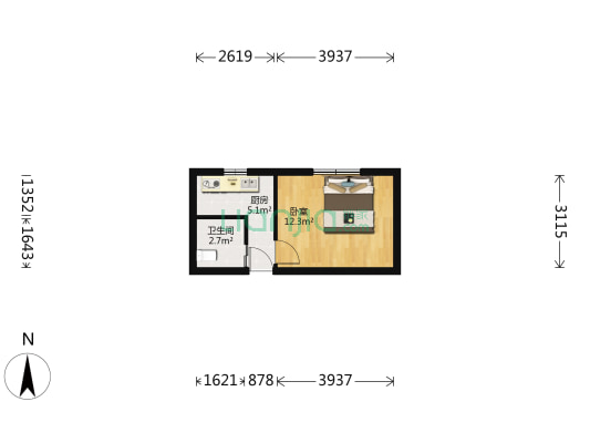 延吉东路307号 1室0厅1卫 27平方