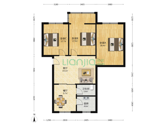 下南街36号 3室2厅1卫 116平方