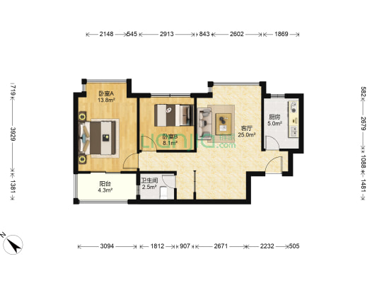 广电兰亭时代二期 2室1厅1卫 72平方